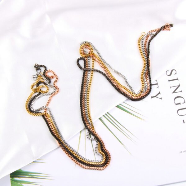 New 18K Gold Plated Stainless Steel DIY Box Chain Necklace for Jewelry Making - صورة 5