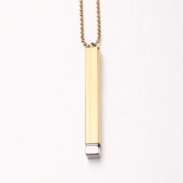 Stainless Steel Statement Blank Stamping Engraved Couples Hidden Pendant Necklace - صورة 4