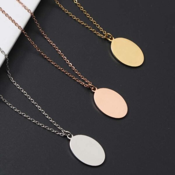Wholesales Fashion Stainless Steel Statement Custom Oval Pendant Chain Necklace