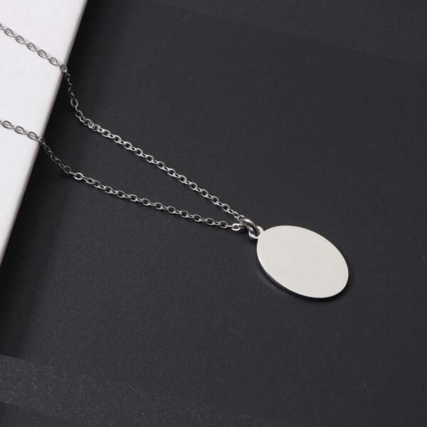Wholesales Fashion Stainless Steel Statement Custom Oval Pendant Chain Necklace - Image 3