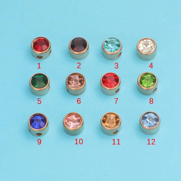 Fashion Women Stainless Steel Jewelry 12 Birthstone Rhinestones Pendant Necklace - صورة 5
