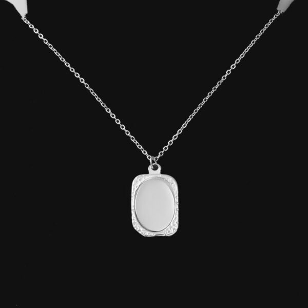 OEM Mirror Polished Stainless Steel Women Men Engraved Custom Made Mirror Pendant Necklace - صورة 2