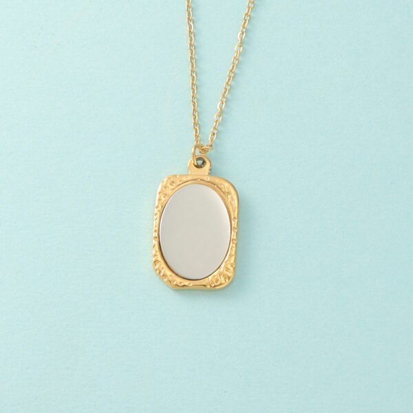 OEM Mirror Polished Stainless Steel Women Men Engraved Custom Made Mirror Pendant Necklace - صورة 3