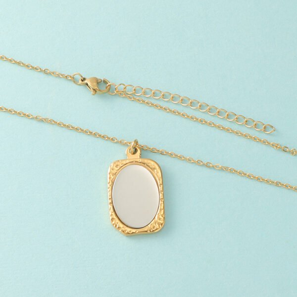 OEM Mirror Polished Stainless Steel Women Men Engraved Custom Made Mirror Pendant Necklace - صورة 4