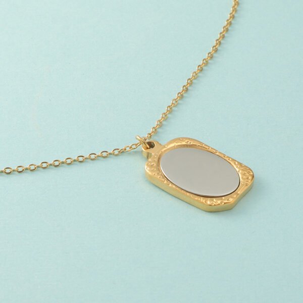 OEM Mirror Polished Stainless Steel Women Men Engraved Custom Made Mirror Pendant Necklace - صورة 5