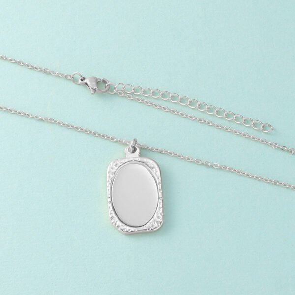OEM Mirror Polished Stainless Steel Women Men Engraved Custom Made Mirror Pendant Necklace - صورة 6