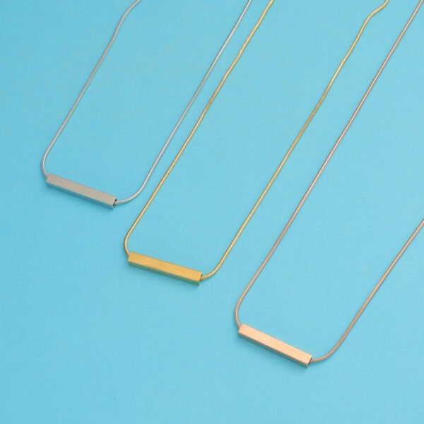 Wholesales Mirror Polished Snake Chain Engraved Custom Tube Choker Necklace for Women - صورة 2