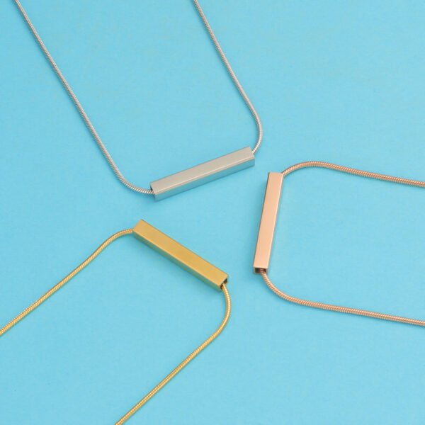 Wholesales Mirror Polished Snake Chain Engraved Custom Tube Choker Necklace for Women - صورة 4