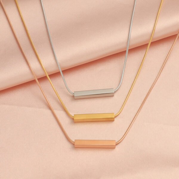 Wholesales Mirror Polished Snake Chain Engraved Custom Tube Choker Necklace for Women - صورة 5
