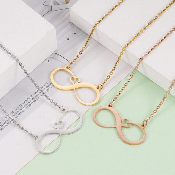 High Quality Mirror Polished Stainless Steel Hollow 8 Ladies Mom Infinite I lOVE you Necklace - Imagen 3