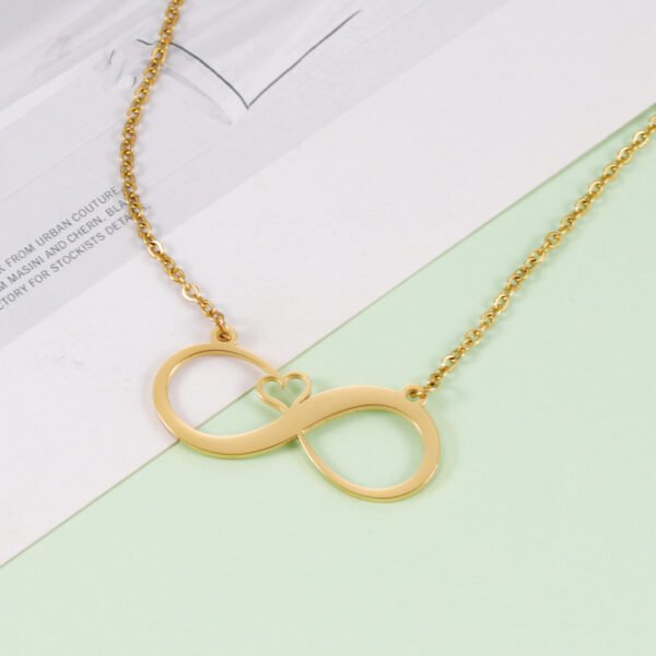 High Quality Mirror Polished Stainless Steel Hollow 8 Ladies Mom Infinite I lOVE you Necklace - Imagen 4