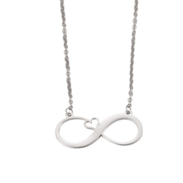 High Quality Mirror Polished Stainless Steel Hollow 8 Ladies Mom Infinite I lOVE you Necklace - Imagen 5