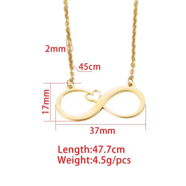 High Quality Mirror Polished Stainless Steel Hollow 8 Ladies Mom Infinite I lOVE you Necklace - Imagen 6
