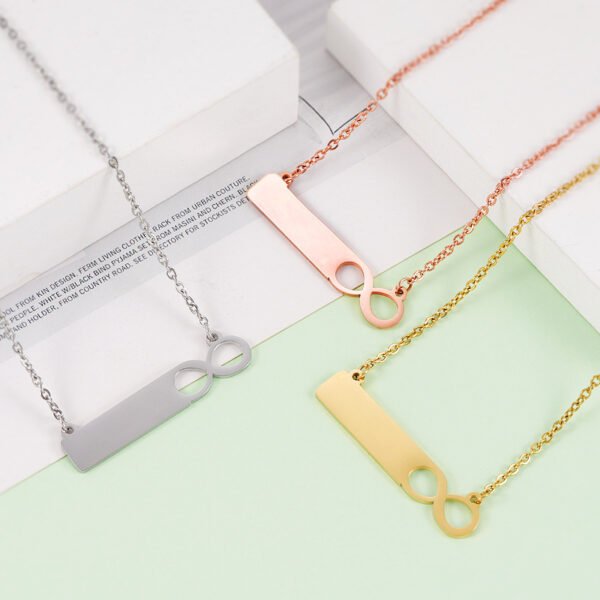 New Arrival Mirror Polished Stainless Steel Women Girl 8 Infinite Personalised Necklace