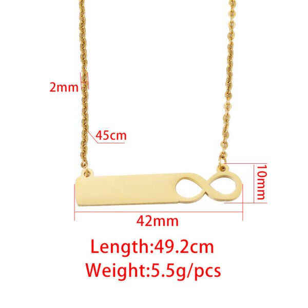 New Arrival Mirror Polished Stainless Steel Women Girl 8 Infinite Personalised Necklace - صورة 5