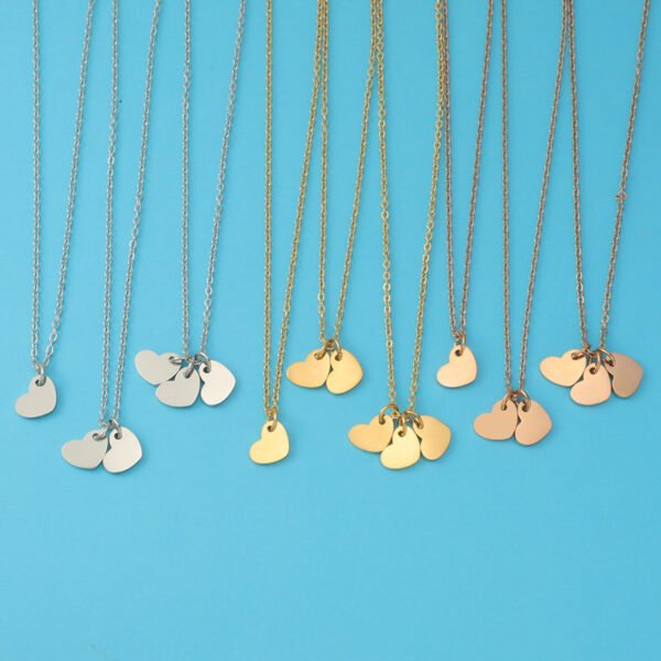 Factory Price  Mirror Polished Delicate Stainless Steel Hearts Pendant Necklace for Girls