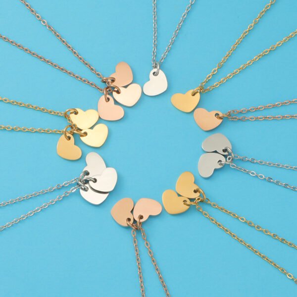 Factory Price  Mirror Polished Delicate Stainless Steel Hearts Pendant Necklace for Girls - صورة 2
