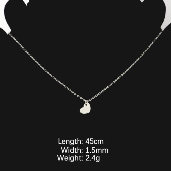 Factory Price  Mirror Polished Delicate Stainless Steel Hearts Pendant Necklace for Girls - صورة 3