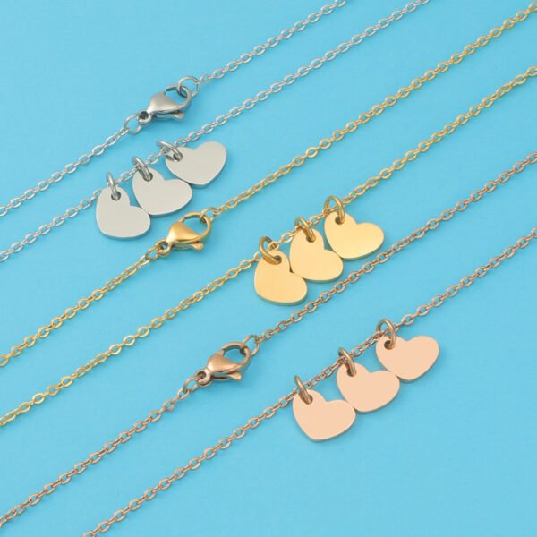 Factory Price  Mirror Polished Delicate Stainless Steel Hearts Pendant Necklace for Girls - صورة 4