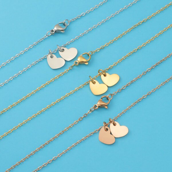 Factory Price  Mirror Polished Delicate Stainless Steel Hearts Pendant Necklace for Girls - صورة 6