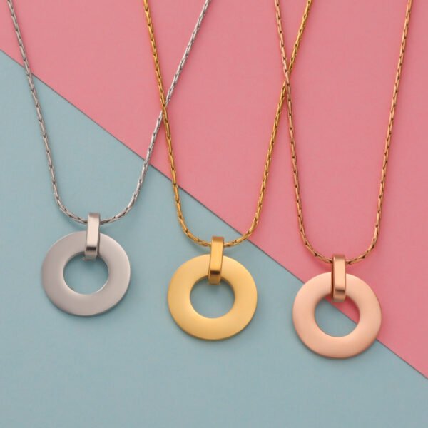 Best Sales Mirror Polished Women Circle Ring 18K Gold Plated Custom Logo Stainless Steel Necklace - Image 2