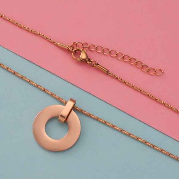 Best Sales Mirror Polished Women Circle Ring 18K Gold Plated Custom Logo Stainless Steel Necklace - Image 3
