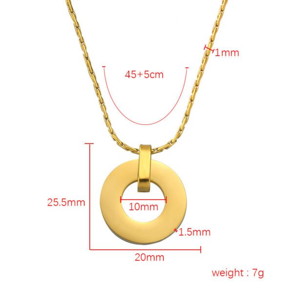 Best Sales Mirror Polished Women Circle Ring 18K Gold Plated Custom Logo Stainless Steel Necklace - Image 4