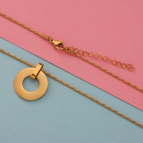 Best Sales Mirror Polished Women Circle Ring 18K Gold Plated Custom Logo Stainless Steel Necklace - Image 5