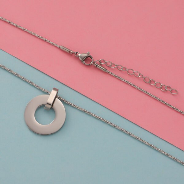 Best Sales Mirror Polished Women Circle Ring 18K Gold Plated Custom Logo Stainless Steel Necklace - Image 6