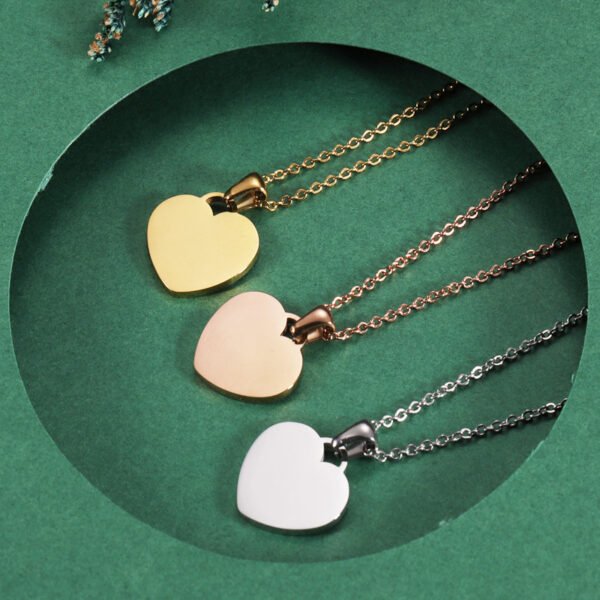 New Arrival  Mirror Polished Dainty Stainless Steel Fashion Heart Pendant Necklace - Image 5