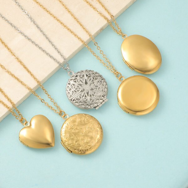 Wholesales Mirror Polished Custom Jewelry 18k Gold Plated Stainless Steel Photo Locket Pendant Necklace