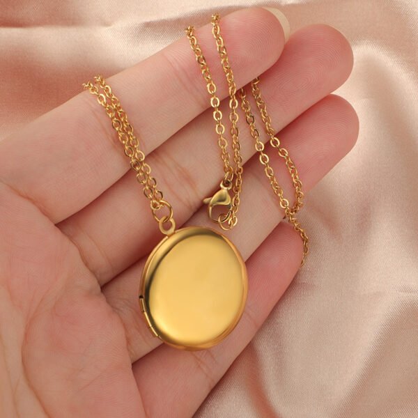 Wholesales Mirror Polished Custom Jewelry 18k Gold Plated Stainless Steel Photo Locket Pendant Necklace - صورة 5