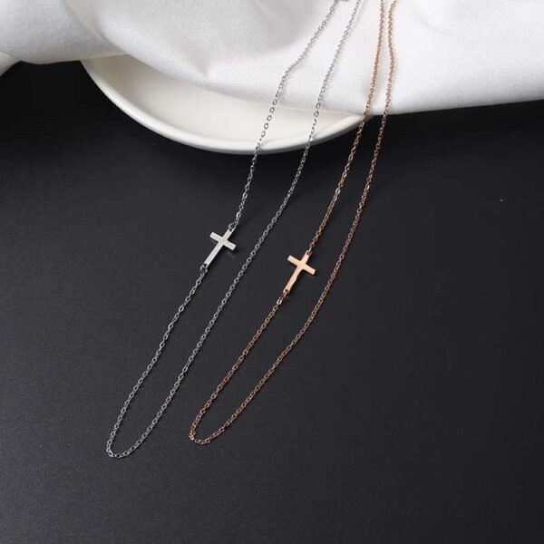 Popular Stainless Steel Gold Chain Jesus Women Dainty Jewelry Cross Choker Necklace - صورة 3