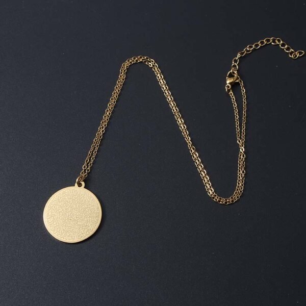 Popular New Gold Plated Stainless Steel Muslim Engraved Good Luck Custom Pendant Necklace - صورة 2