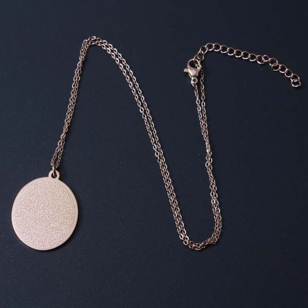 Popular New Gold Plated Stainless Steel Muslim Engraved Good Luck Custom Pendant Necklace - صورة 3