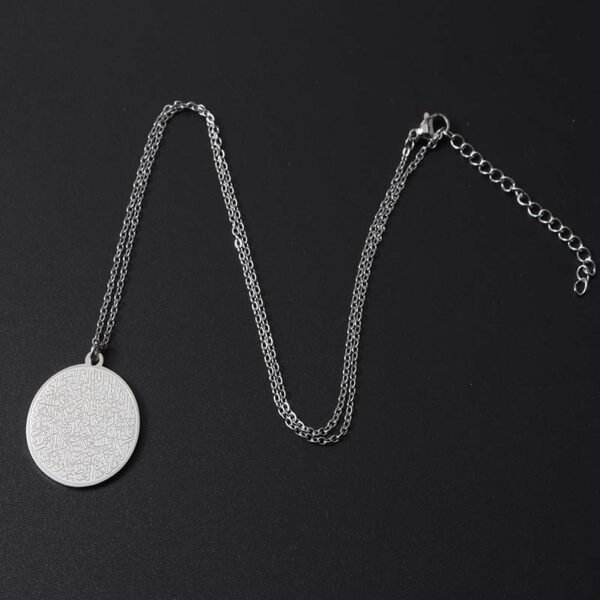 Popular New Gold Plated Stainless Steel Muslim Engraved Good Luck Custom Pendant Necklace - صورة 4