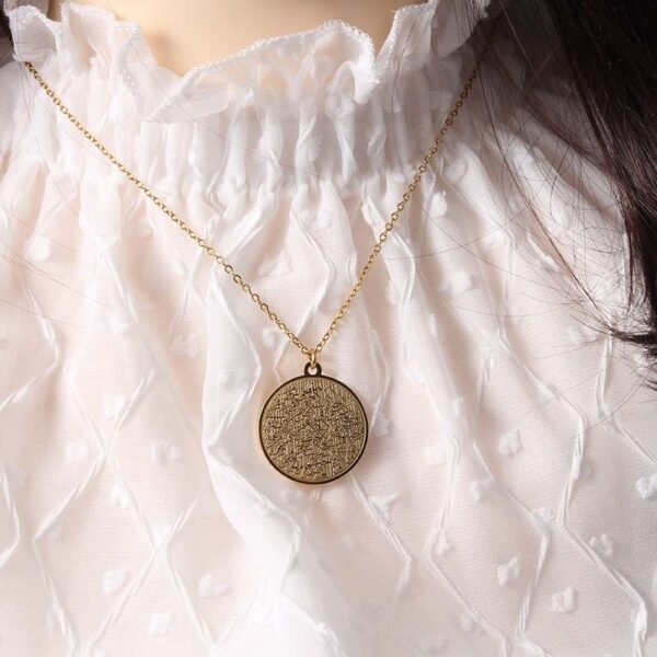 Popular New Gold Plated Stainless Steel Muslim Engraved Good Luck Custom Pendant Necklace - صورة 6