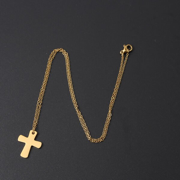 Factory Custom Elegant Gold Plated New Stainless Steel Cross Choker Necklace for Women - صورة 2