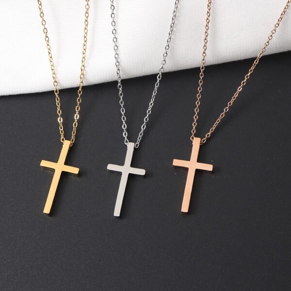 Factory Price Trendy Stainless Steel Gold Plated Jewelry Silver Cross Necklace for Men Women