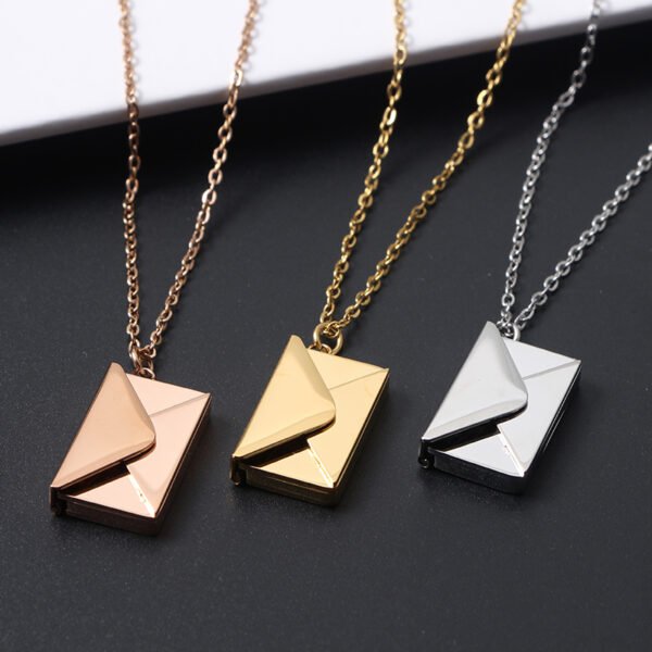 Popular Sales 18K Gold Plated Personalized Men Women Envelope Pendant Engraved Necklace - صورة 2