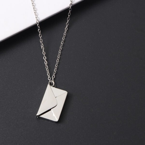 Popular Sales 18K Gold Plated Personalized Men Women Envelope Pendant Engraved Necklace - صورة 4