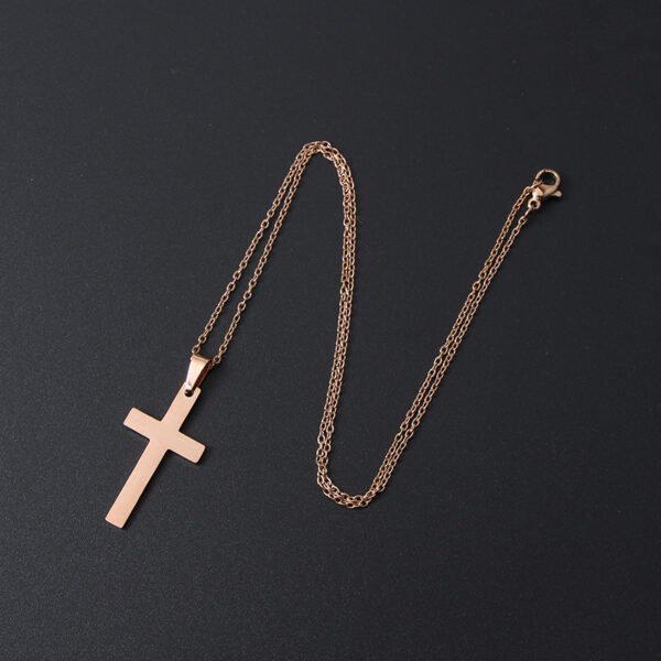New Factory Fashion Gold Plated Stainless Steel Jewelry Men Women Cross Necklace - Imagen 3