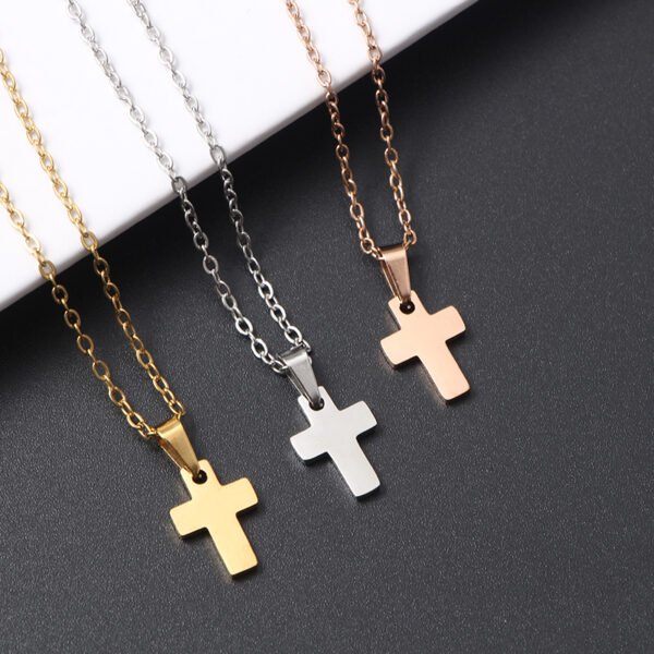 Hot Sale Stainless Steel Jewelry Women New Silver Chain Statement Cross Necklace