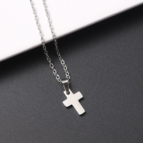 Hot Sale Stainless Steel Jewelry Women New Silver Chain Statement Cross Necklace - Image 2