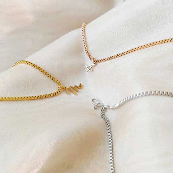 Stainless Steel Jewelry Initial Art Font Letter With Heart Necklace Personalized Gold Plated Box Chain Alphabet Name Necklace for Gift - صورة 6