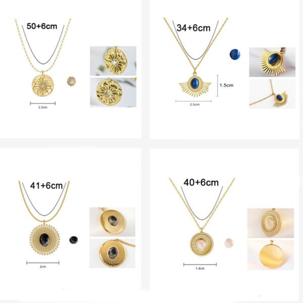 Hot Products Sun Necklace Women Pendant Stainless Steel Jewelry 18K Gold Plated Choker Necklace With Flower - صورة 3
