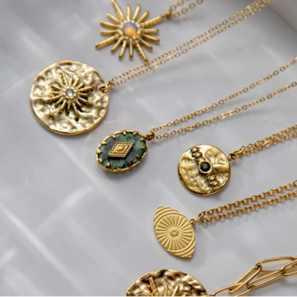 Hot Products Sun Flower Pendant Stainless Steel Jewelry for Women 18K Gold Plated Choker Necklace - Image 5