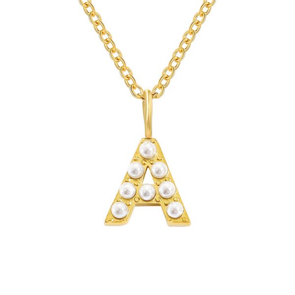 OEM Gold Plated Pearl Alphabet Charms Dainty Initial Necklace for Gift