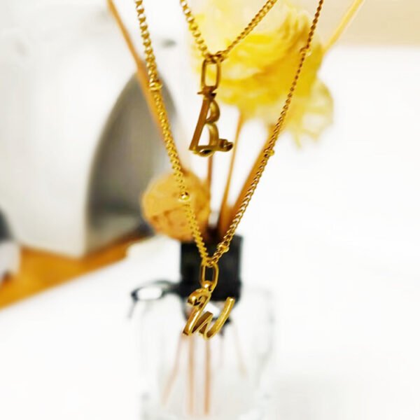 New DIY Beads Chain Love Letter Initial Necklace Stainless Steel Jewelry Alphabet Pendant Necklace - Image 2