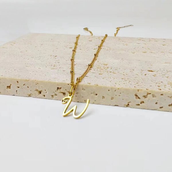 New DIY Beads Chain Love Letter Initial Necklace Stainless Steel Jewelry Alphabet Pendant Necklace - Image 5